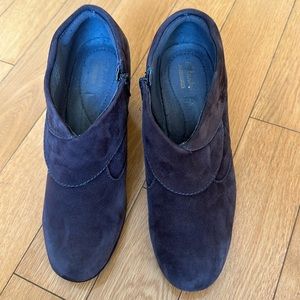 Clark’s suede booties.